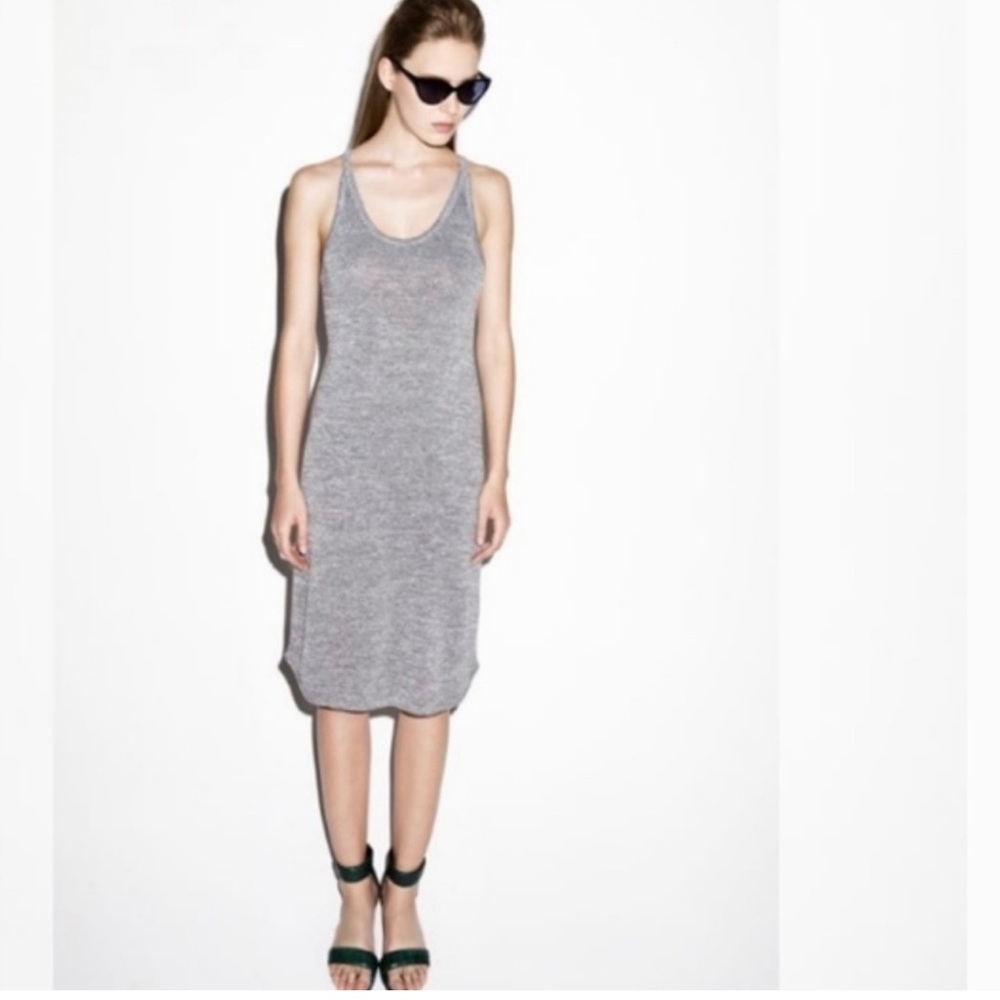 WILFRED FREE ARITZIA Chrissy Open Back Sleeveless Knit Dress in Light Gray EUC